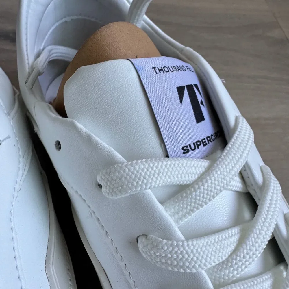 NWT Thousand Fell Men’s Court Sneaker White Size 10 Sustainable Vegan Leather